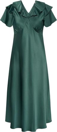 Kaffe Curve KCjamie Jurk - Dames - Casual kleedjes - Groen - 2XL - Polyester - Kleedjes