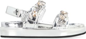 Tory Burch Tory Burch Womens Kira Patent Leather Sandals - Silver Rubber - Size EU 37