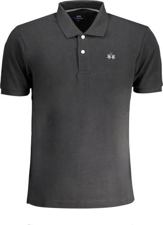 La Martina Geborduurde Polo Shirt - Heren - Polos - Zwart - S - Katoen - Tops
