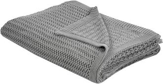 Beliani Colcha Decorativa Ropa De Cama Algod&oacute;n 150 X 200 Cm Gris Ilen