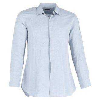 Ermenegildo Zegna overhemd met lange mouwen en knoopsluiting in blauw katoen