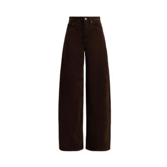 Ralph Lauren Broeken, Dames, Bruin, W26, Katoen, Woven Wide Leg Pants