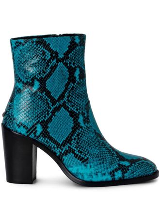 Zadig&Voltaire Preiser 85mm snakeskin-effect ankle boots - Blue