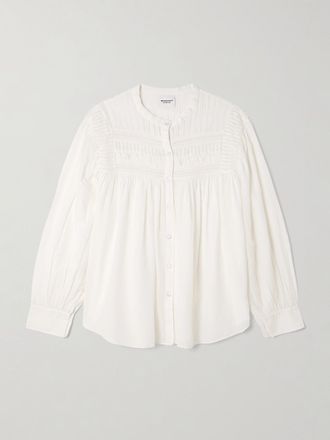Isabel Marant Camicia In Voile Di Misto Cotone Con Nervature Plalia - Bianco