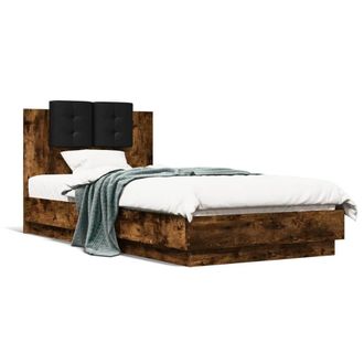 Berkfield Home Bed Frame without Mattress Smoked Oak 75x190 cm Small Single in Brown