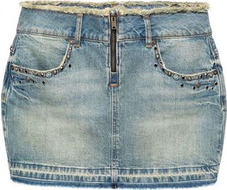 Guess Co frayed-brim denim miniskirt - women - Cotton/Spandex/Elastane - 27 - Blue