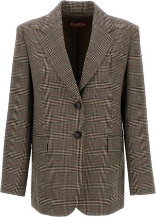 Max Mara Enkelrijig Geruit Blazer - Dames - Blazers - Bruin - M - Wol - Jassen