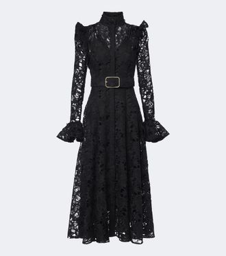 LEO LIN Vestido midi Aliyah de encaje con cintur&oacute;n