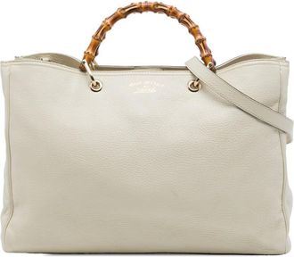 Gucci Pre-owned Gucci Large Calfskin Bamboo Shopper Satchel Ladies 4U50IIJFMKSFQD06