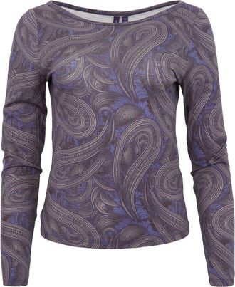 Lords of Harlech Carly Merino Long Sleeve Boatneck Shirt in Badalona Smoke at Nordstrom, Size X-Small