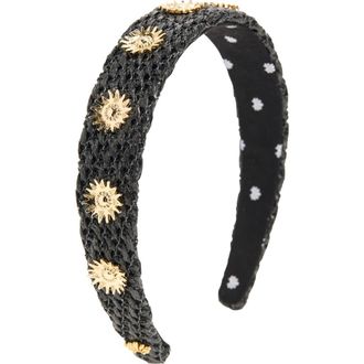 Lele Sadoughi Besette Sun Raffia Headband in Jet at Nordstrom