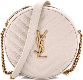 Saint Laurent Vinyle Round Camera Bag Matelasse Chevron Leather crossbody bag - Toni neutri