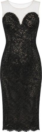 Dolce & Gabbana Mouwloze kanten jurk met rechte pasvorm - Dames - Feestkleedjes - Zwart - L - Kleedjes