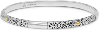 Devata Devata Bali Filigree Bangle Bracelet in Sterling Silver and 18K Gold at Nordstrom, Size Medium