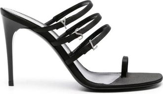 Saint Laurent Black Silk Stiletto Heel Womens Sandals