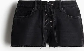 H&M Jeansshorts mit Schn&uuml;rung - Schwarz