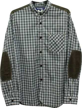 Junya Watanabe Junya Watanabe Comme des Gar&ccedil;ons Plaid Shirt with Elbow Patch in Blue Cotton