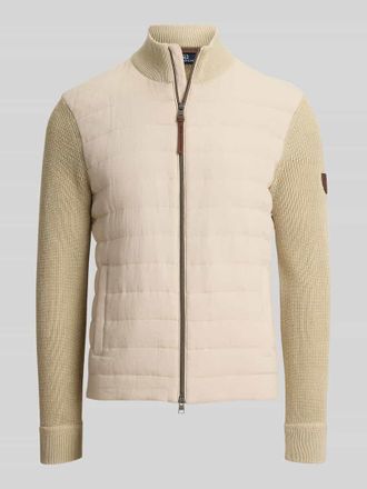 Polo Ralph Lauren Regular Fit Strickjacke aus Material-Mix mit Steppeinsatz in Beige, Gr&ouml;&szlig;e XXL