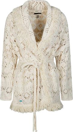 Alanui Lagoon Romance Cardigan - Dames - Vesten - Wit - S - Katoen - Truien & Vesten