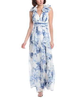 Eliza J Ruffle Strap Pleated Gown