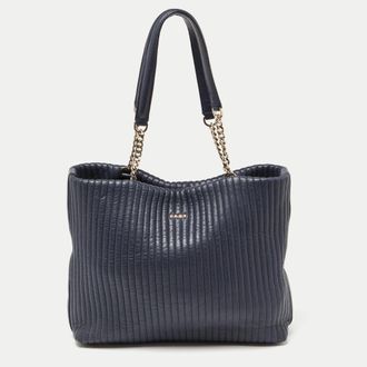 DKNY Dkny Blue Quilted Leather Chain Tote