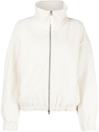 Parajumpers Minori logo-patch bouclé jacket - women - Virgin Wool/Cashmere/Viscose/Polyamide/Polyester/Polyamide - S - White