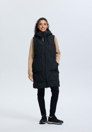 Icepeak Steppweste ICEPEAK AGRIA, Damen, Gr. 40, schwarz (basic schwarz), Obermaterial: 100% Polyester, Westen Steppweste, mit Daunenoptik, mit fester Kapuze,