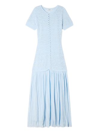 Sandro textured embellished knitted dress - Blue