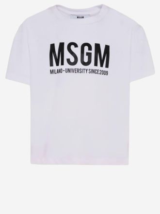 Msgm Kids T-Shirt Cotton White T-Shirts And Polos