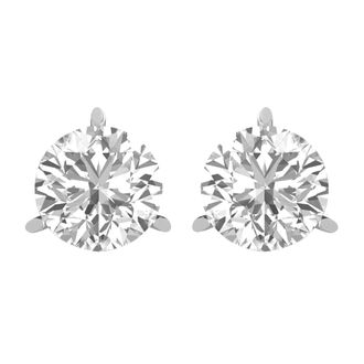Diamond2Deal 14k Gold 0.25Ct Round Lab Grown Diamond Stud Earrings 3 Prong