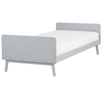 Beliani Cama Individual Moderna Somier De L&aacute;minas De Madera De Pino Gris 90 X 200 Cm Bonnac