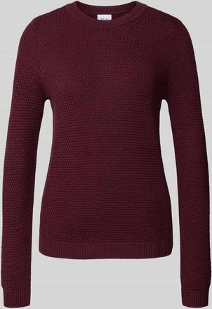 Vila Strickpullover mit gerippten Abschlüssen Modell dalo in Pflaume, Größe XL