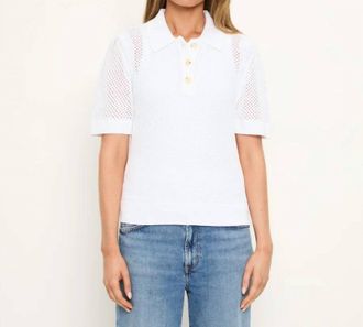 Michael Stars Perri Mesh Stitch Polo Shirt In White