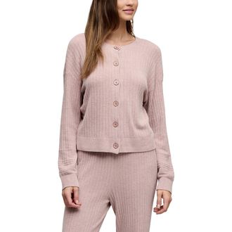 Barefoot Dreams CozyChic Ultra Lite Textured Ribbed Cardigan in Teaberry at Nordstrom, Size X-Large