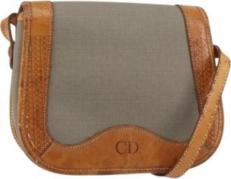 Dior Pre-owned Cross Body Bags, female, Gray, Size: ONE SIZE Pre-owned Vintage Canvas Shoulder Bag