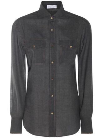 Brunello Cucinelli Wollen overhemd - Grijs