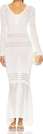 Matthew Bruch Striped Mesh Handkerchief Midi Dress In White Knit