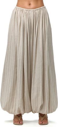 Naked Wardrobe Stripe Balloon Pants in Taupe Pinstripe at Nordstrom, Size X-Small