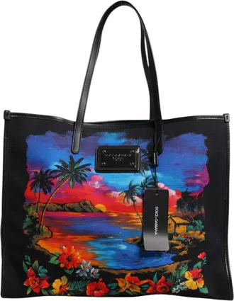 Dolce & Gabbana Multicolor Graphic Printed Top Handle Shopping Tote Mens Bag