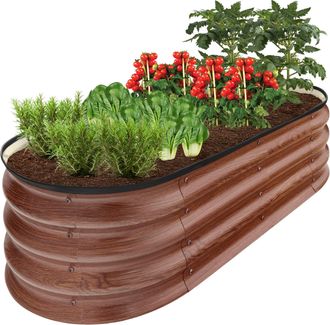 Best Choice Products 4x2x1ft Outdoor Raised Metal Oval Garden Bed, Planter Box for Vegetables, Flowers