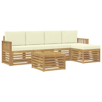 vidaXL Conjunto De Sof&aacute;s De Exterior 6 Pcs Blanco Y Crema Vidaxl