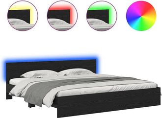 vidaXL Bed Frame with Headboard Black Oak 180 x 200 cm Engineered Wood vidaXL
