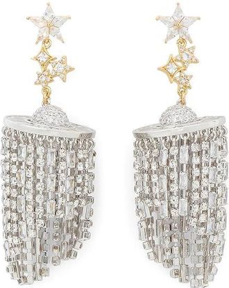Kate Spade New York Space Cadet Fringe Womens Earrings Earring Neutral, Brass/Cubic Zirconia