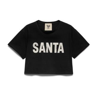 Aniye By T-Shirts, female, Black, Size: M Santa Crop T-Shirt