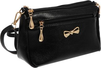 SOLUSTRE Women Crossbody Messenger Bag Bowknot Detail Black Shoulder Bag Fashion Storage for Daily Use