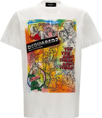Dsquared2 White Graphic Print T-shirt