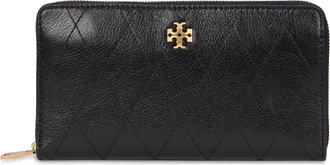 Tory Burch Quilted Calfskin Zip-Around Wallet - Black