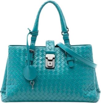 Bottega Veneta Pre-owned Handbags, female, Blue, Size: ONE SIZE Pre-owned Roma Satchel