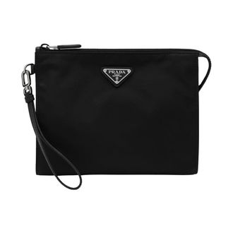 Prada Re-Nylon en Saffiano Necessaire - Heren - Tassen - Zwart - ONE Size - Nylon - Tassen