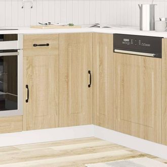 Berkfield Home Kitchen Corner Base Cabinet Kalmar Sonoma Oak Engineered Wood in Brown